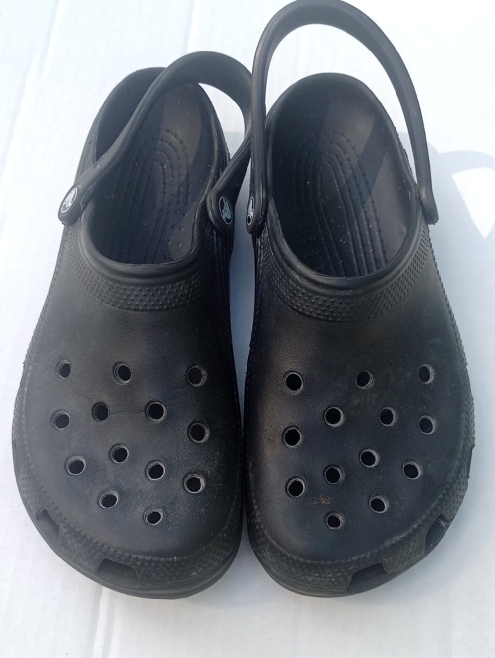 Size 12 Mens CROCS Black Classic Clog with Heel Strap